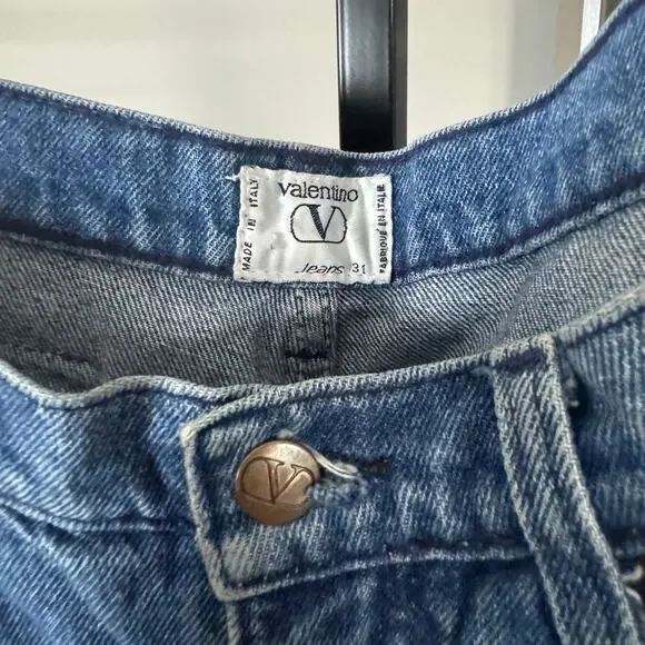 Valentino High Rise Barrel Leg Western Wear Jeans 28 Vintage Medium Wash Denim Straight Leg